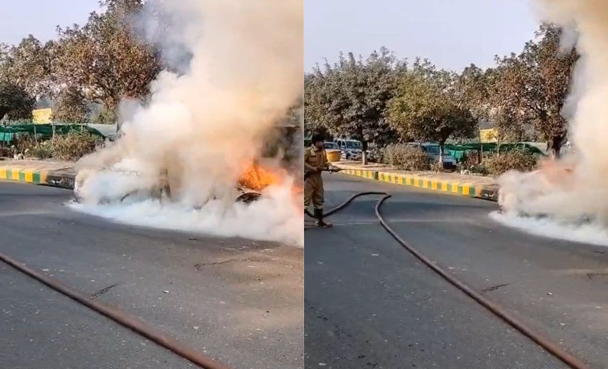 Video: BMW Car Bursts Into Flames In Noida, Driver Has Narrow Escape
