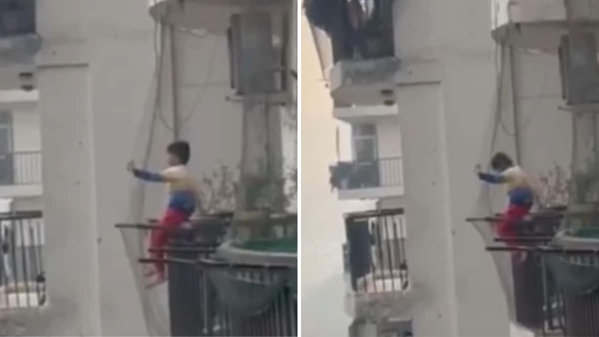 Video: Boy Sitting On Balcony Grill Of Ghaziabad High&Rise Sparks Concern