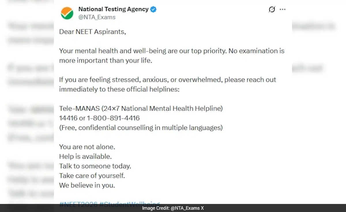 "No Exam Is More Important Than Your Life": NTA Issues Advisory Ahead Of Exams