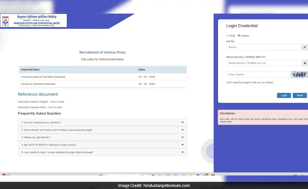 HPCL Admit Card Released For Officer, Junior Executive, Manager Posts, Download Link Here