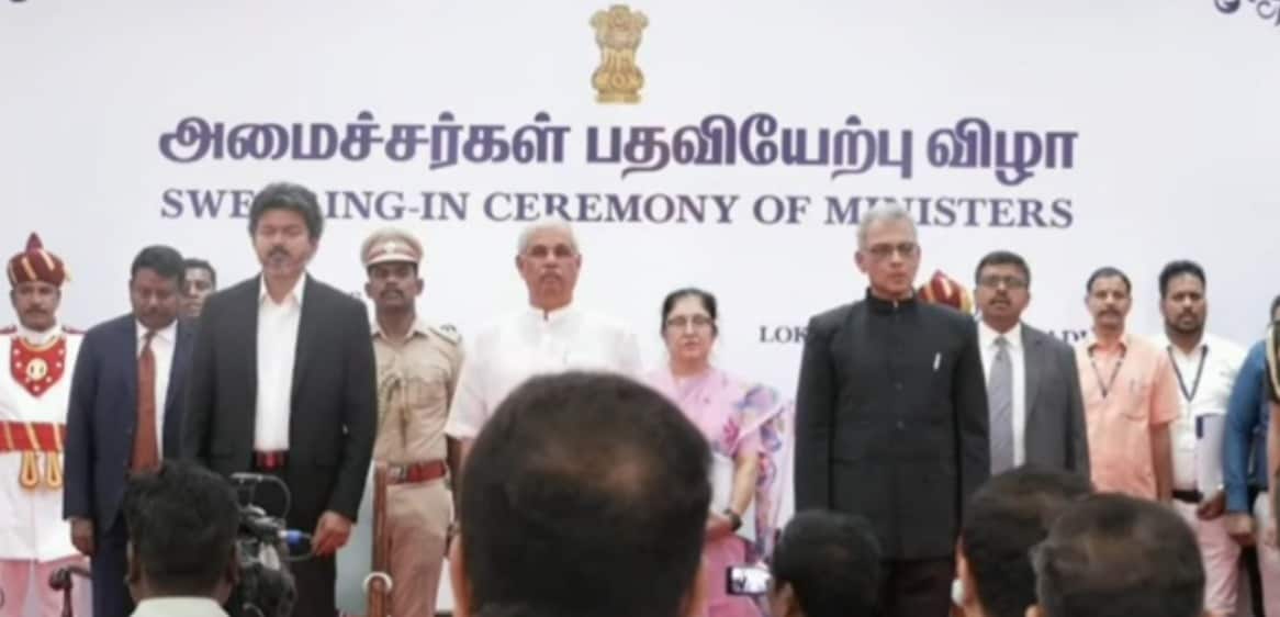 21 TVK, 2 Congress MLAs Take Oath In Vijay's Cabinet, No IUML Or VCK For Now