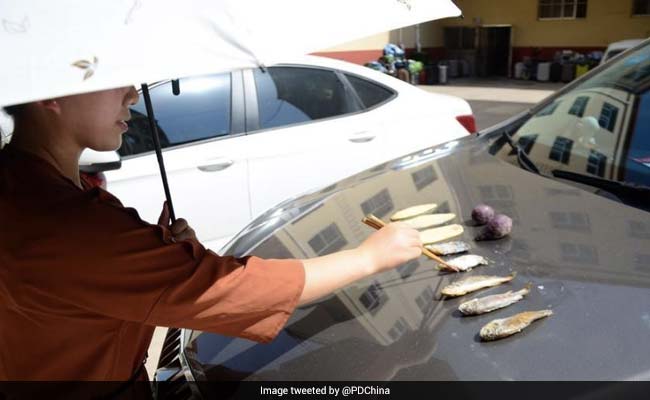 यहां गर्मी इतनी कि कार के बोनट पर पकाया जा रहा है खाना, देखें PHOTOS