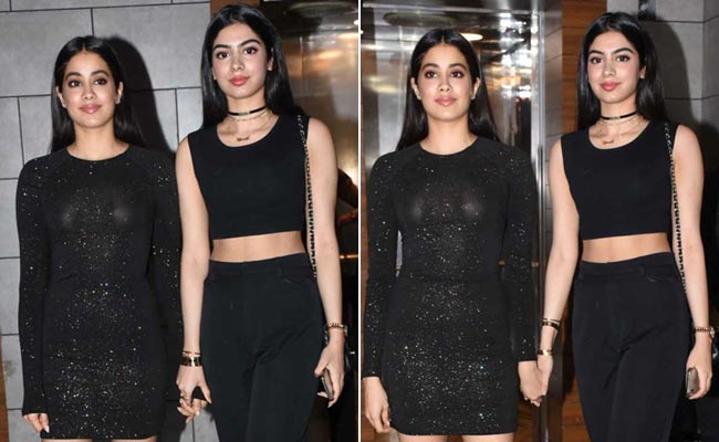 Kapoor Sisters Janhvi And Khushi Are Anything But Basic In Black At <i>Dhadak</i> Party