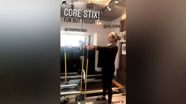 Sonakshi Sinha working out on core stix at Namrata Purohit's Pilates studio