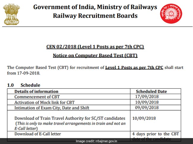 RRB Group D Exam Date, City, Shift To Be Released Tomorrow