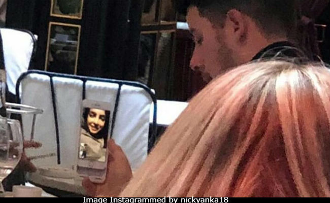How Adorable Is This Pic Of Priyanka Chopra And Nick Jonas Video-Calling?