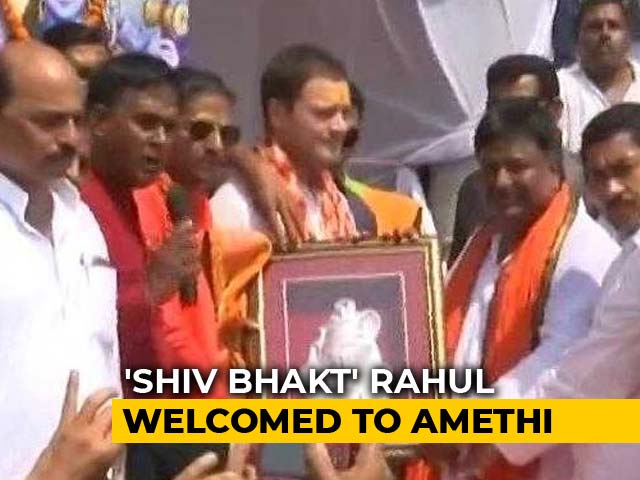 "Shiva Devotee" Rahul Gandhi Gets A Bol Bam Welcome In Amethi