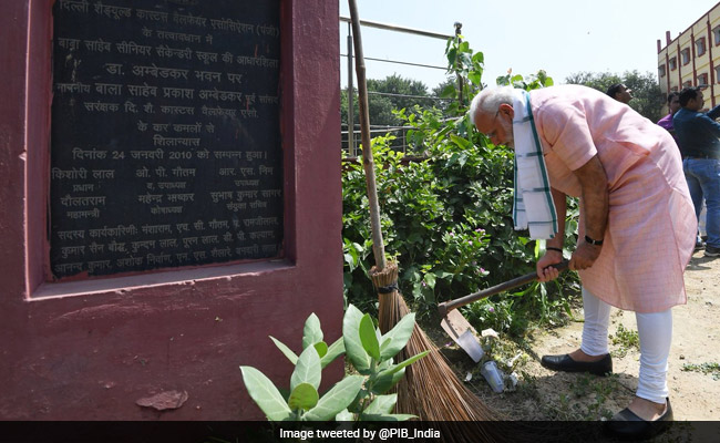 Swachhata Hi Seva: PM Modi Cleans School Premises In Delhi's Paharganj