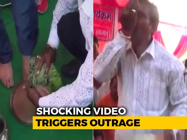 Jharkhand BJP Man Washes Nishikant Dubey's Feet, Drinks The Dirty Water