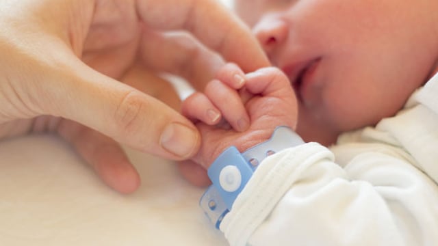 The baby was diagnosed with 'Transposition of Great Arteries'