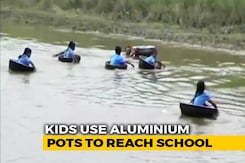 Watch: Kids Cross River In Aluminium Pots To Reach School In Assam Watch: Kids Cross River In Aluminium Pots To Reach School In Assam