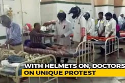 Doctors Wear Helmets In Protest At Hyderabad's Osmania Hospital Doctors Wear Helmets In Protest At Hyderabad's Osmania Hospital