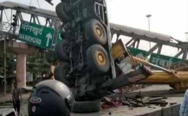 Part Of Foot Overbridge Collapses In Mumbai Due To Crane Tipping Over
