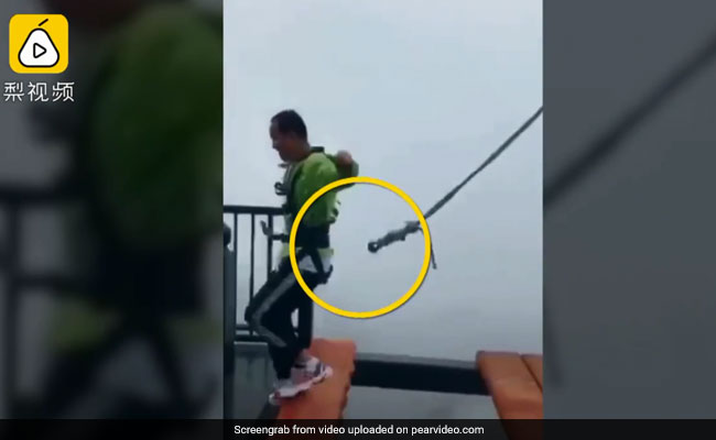 Watch: Man's Narrow Escape As Safety Cord Snaps On 500-Foot Bridge