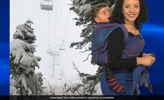 2 साल के बेटे को पीठ पर बांधकर आई एंकर, Live Show में ऐसे दी मौसम की जानकारी, वायरल हुआ VIDEO