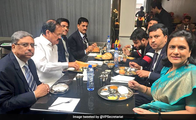 Venkaiah Naidu Tucks Into A Crispy Dosa At Saravana Bhavan In Belgium