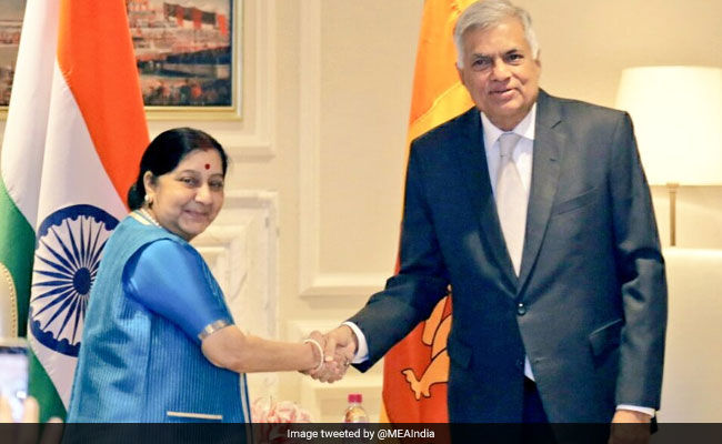 Sushma Swaraj Meets Sri Lankan Prime Minister, Reviews Progress Of Projects
