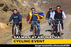 Salman Khan Goes Cycling With Kiren Rijiju, Pema Khandu In Arunachal Salman Khan Goes Cycling With Kiren Rijiju, Pema Khandu In Arunachal