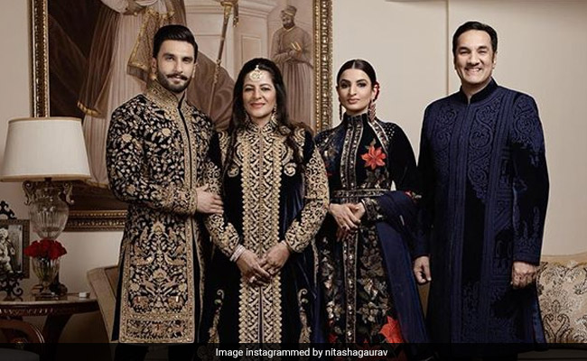 Ranveer Singh And The Bhavnanis - A Vision In Matching Rohit Bal At Wedding Reception