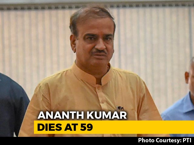 Union Minister Ananth Kumar Dies At 59. PM Says "Was Great Asset To BJP"