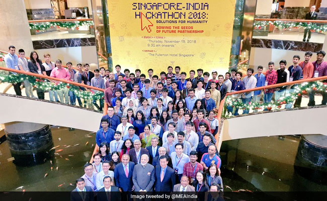 PM Modi Gives Awards To Winning Teams Of 1st India-Singapore Hackathon