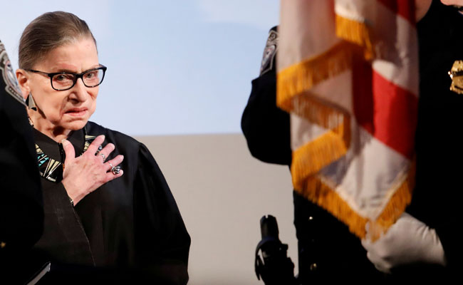 US Supreme Court Justice Ginsburg Fractures Three Ribs, Hospitalised