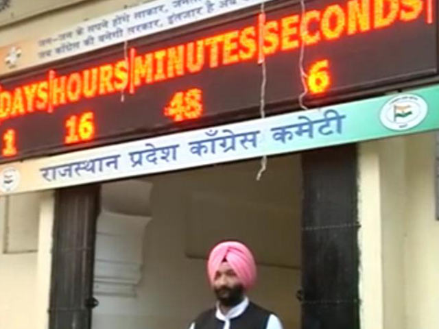 Clock Times "End Of Vasundhara Raje Rule" At Jaipur Congress Head Office