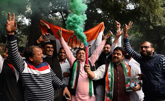 Song, Celebration As Congress Leads In Chhattisgarh, Rajasthan