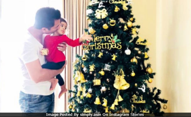 Asin, Rahul Sharma And Daughter Arin Send Christmas Greetings. See Pics