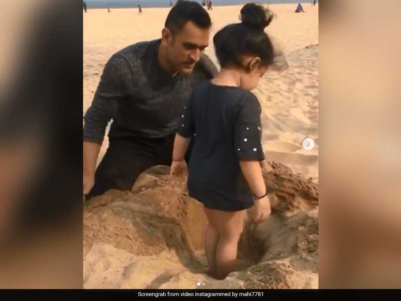 Video Of MS Dhoni And Ziva Playing In The Sand Is Breaking The Internet. Watch