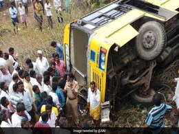 School Bus Carrying 50 Children Falls Into Culvert In Andhra, 3 Critical School Bus Carrying 50 Children Falls Into Culvert In Andhra, 3 Critical