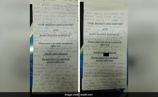 Love Is In The Air: Netizens Search For Woman Who Wrote Love Letter On Plane Sick Bag