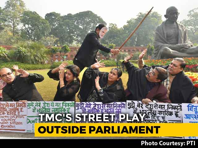 How Trinamool Protested Citizenship Bill With A PM Modi Mask And A Stick