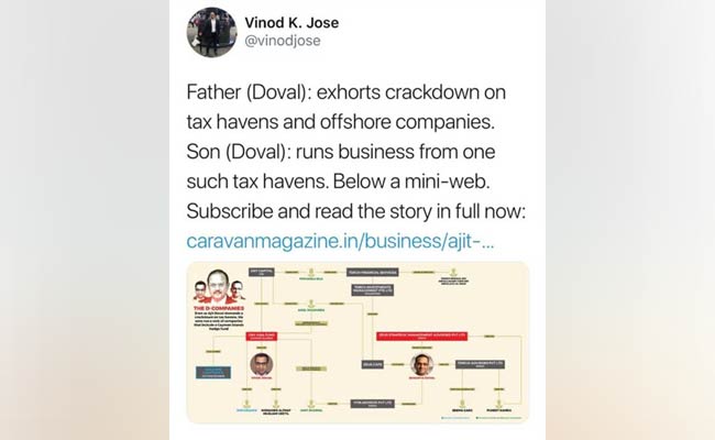 राष्ट्रीय सुरक्षा सलाहकार के बेटे का विदेशों में काले धन का कारखाना : 'कैरवां' की रिपोर्ट