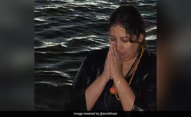Smriti Irani Takes Holy Dip In Ganga To Mark Kumbh, Tweets Picture