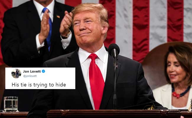 Donald Trump's Crooked Tie Takes Centre Stage At State Of The Union Address