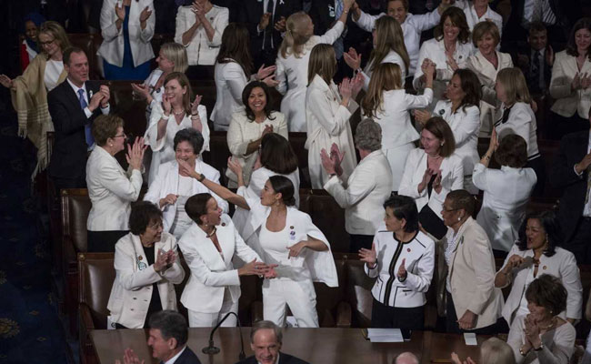 The Women In White, Seated Together At Trump's State Of The Union Address