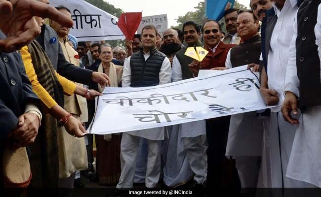 Paper Jets At Sonia Gandhi, Rahul's Rafale Protest Outside Parliament