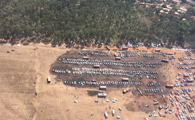 Drone Image Shows Huge Swathe Of Burnt Cars Near Bengaluru Air Show