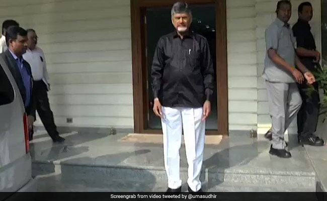 N Chandrababu Naidu Wears Black Shirt To Protest Against Centre