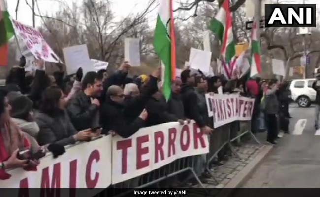 Indians Protest In New York Against Pulwama Terror Attack