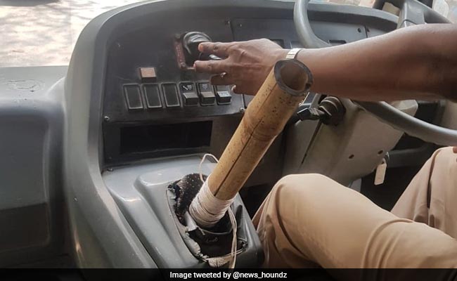 School Bus Driver Using Bamboo Stick As Gear Hits Car In Mumbai