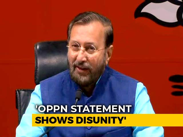 "Opposition Joint Statement Good News For Pakistan": Prakash Javadekar