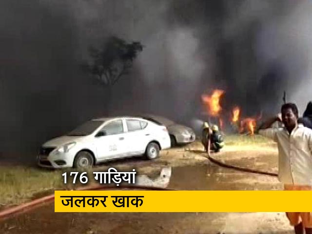 चेन्नई में एक निजी कंपनी की पार्किंग में आग