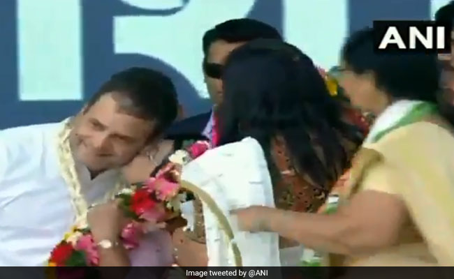 Rahul Gandhi Kissed By Woman At Gujarat Rally On Valentine's Day