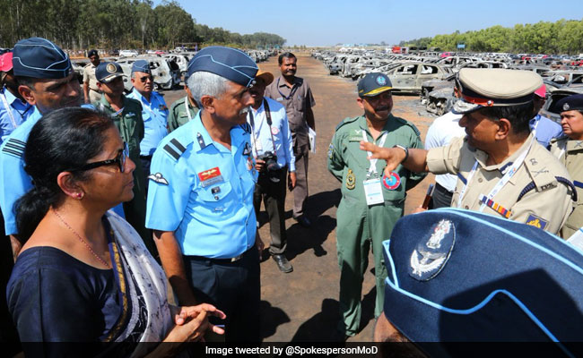 Nirmala Sitharaman Visits Site Of Fire Near Aero India In Bengaluru