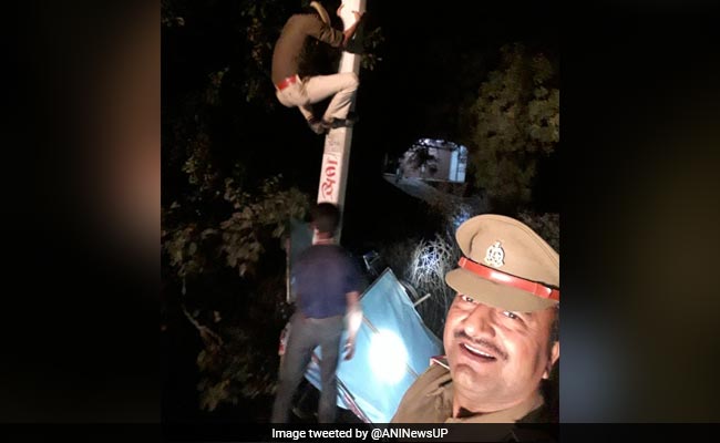 UP Cop Smiles In Selfie As Constable Climbs Electric Pole, Probe Ordered
