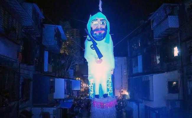 Effigy Of Masood Azhar Set On Fire For Holi In Mumbai