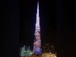 Burj Khalifa Lit Up With Photo Of New Zealand PM In A Headscarf Burj Khalifa Lit Up With Photo Of New Zealand PM In A Headscarf