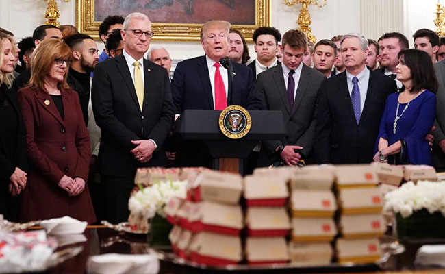 Trump Serves Fast-Food Feast To Athletes To Celebrate Championship Again
